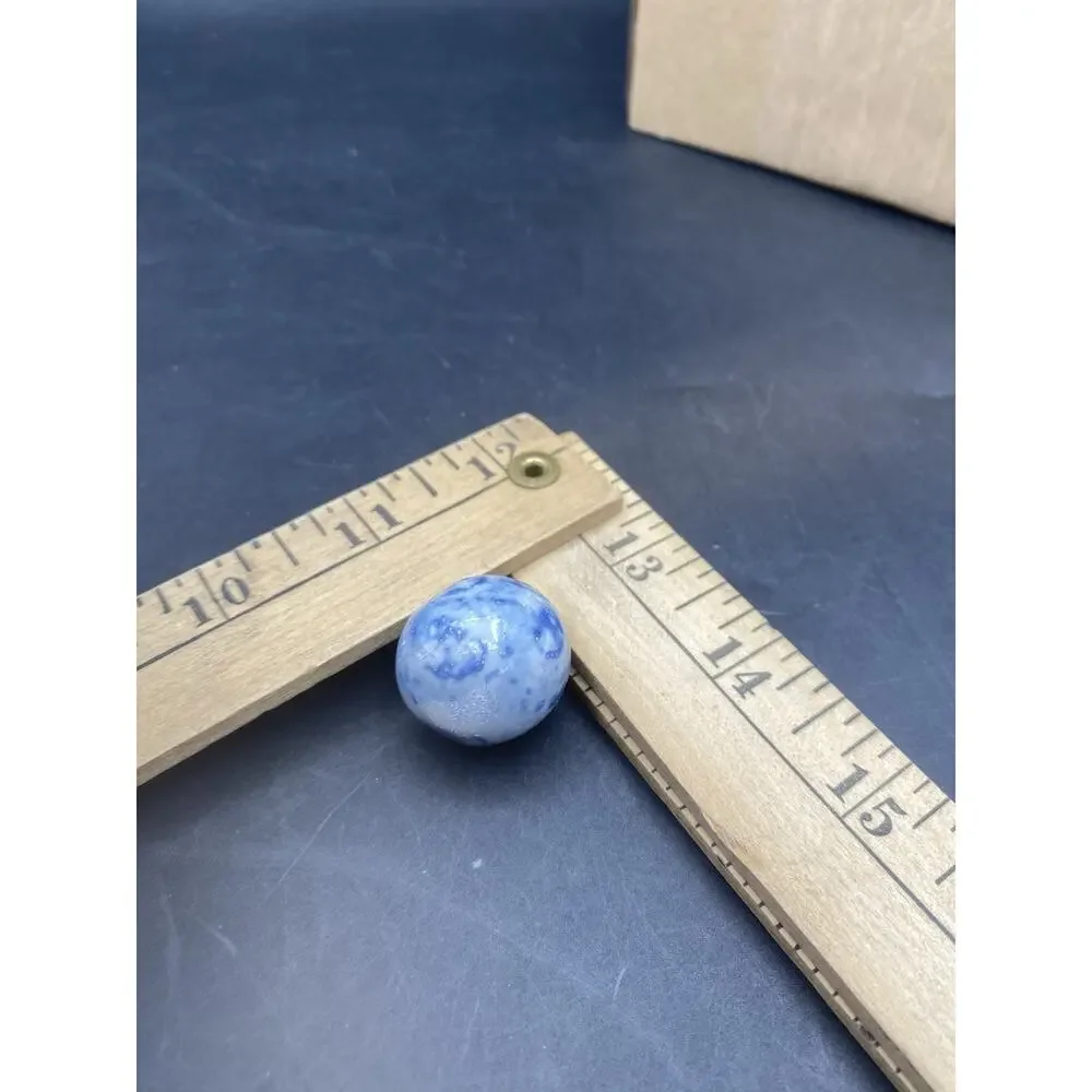 Vintage Large Clay Marble Textured Blue Variation And White 1#
